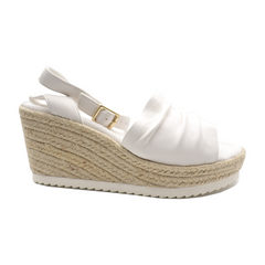 white Ankle Strap espadrille wedges