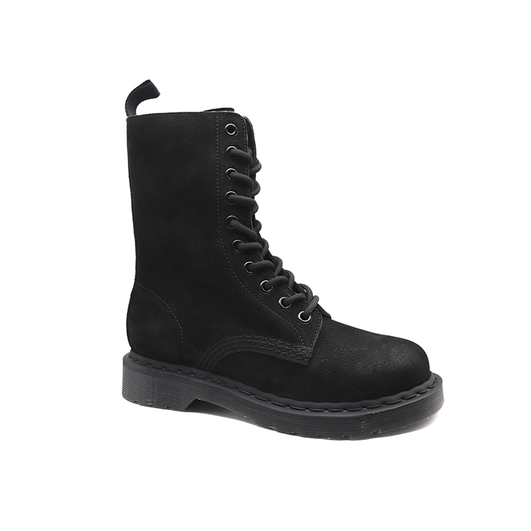 Black Bonnie Side Zip Lace-up ankle Boots | matte cowhide scrub Boots for Womens