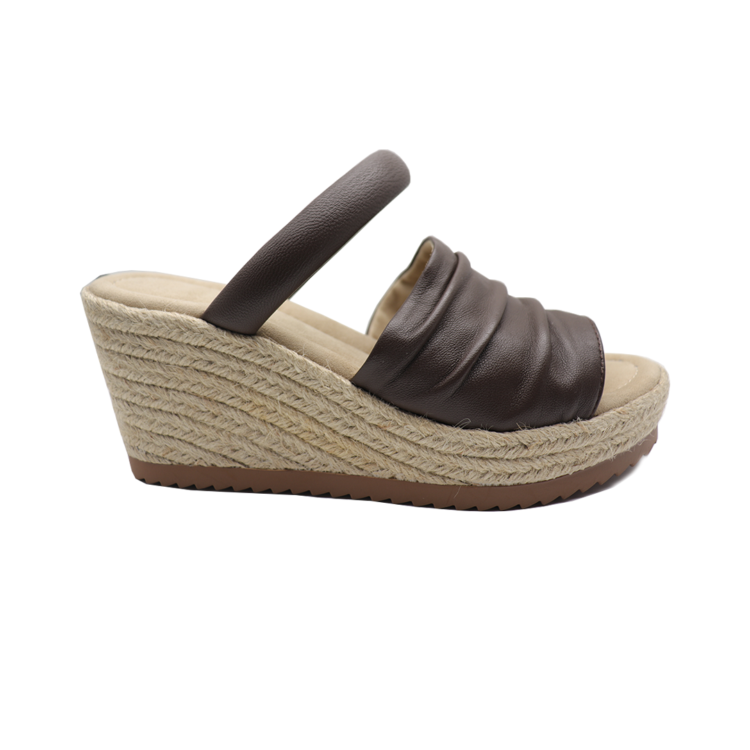 brown band Pigskin Leather espadrille wedges
