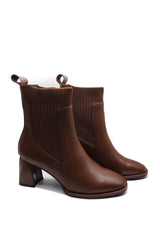 Brown Block Heel Full-grain leather Black Boots