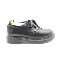 Women's Black Ribbon Tie Double Cowhide Leather Single Shoes