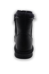 Black Real Wool And Leather Elastic Band Snow Boots