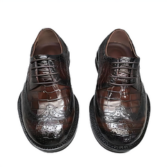 Men's brown alligator leather brogue Stitch lace-up business Shoes