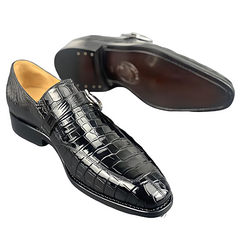 Black Alligator Monk Strap Loafer