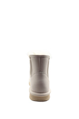 White Real Wool And Leather Elastic Band Snow Boots
