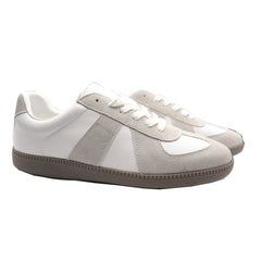 Women's White and Grey Cowhide Leather Casual Shoes for Everyday Wear