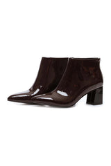brown block heel booties