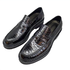 Penny loafers with genuine black alligator leather 
