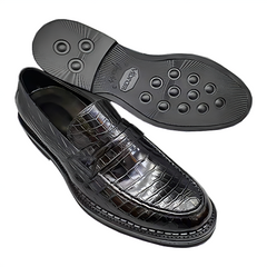 Penny loafers with genuine black alligator leather