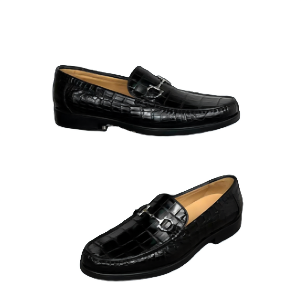 Men's Black Slip-on Shoes Genuine Leather Slip-on Casual Fashion Leath