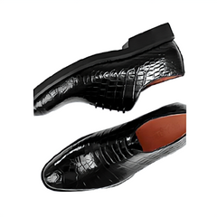 Black Alligator Lace-Up leather Shoes