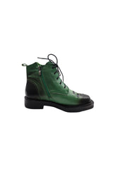 Women's Green British Style Retro Square Toe Shoes