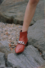 red crocodile ankle boots