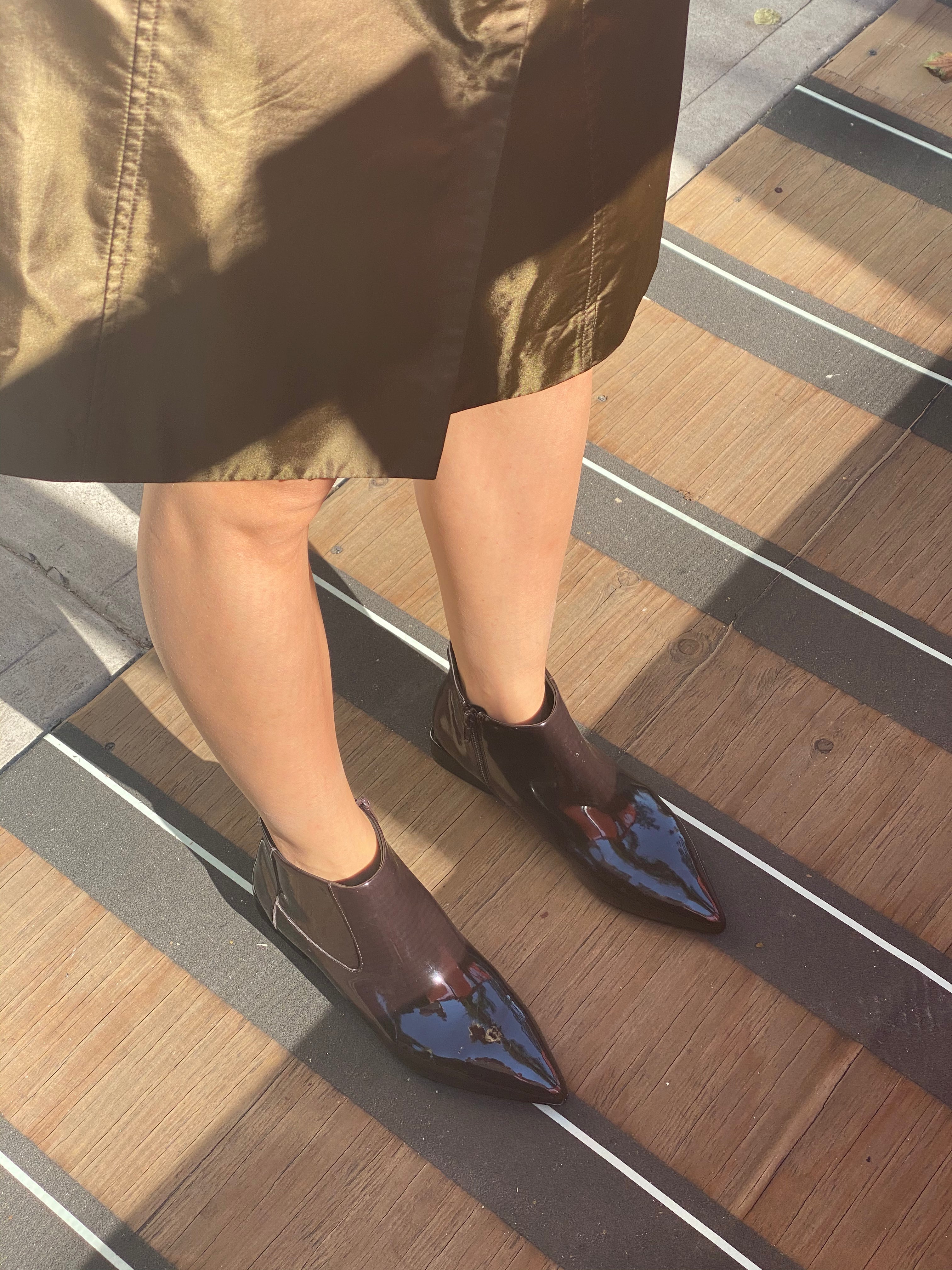 Pointed toe booties shop brown