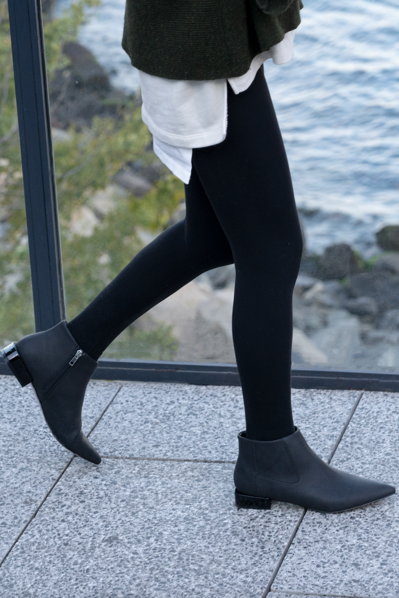 Black suede top pointed toe booties