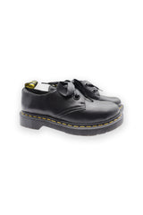 Women's Black Ribbon Tie Double Cowhide Leather Single Shoes