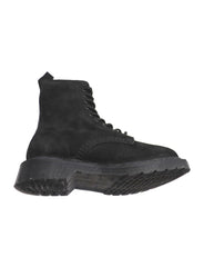 Black Bonnie Side Zip Lace-up ankle Boots | matte cowhide scrub Boots for Womens