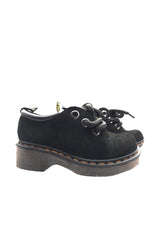 Women's Black British Style Lychee Leather Single Shoes