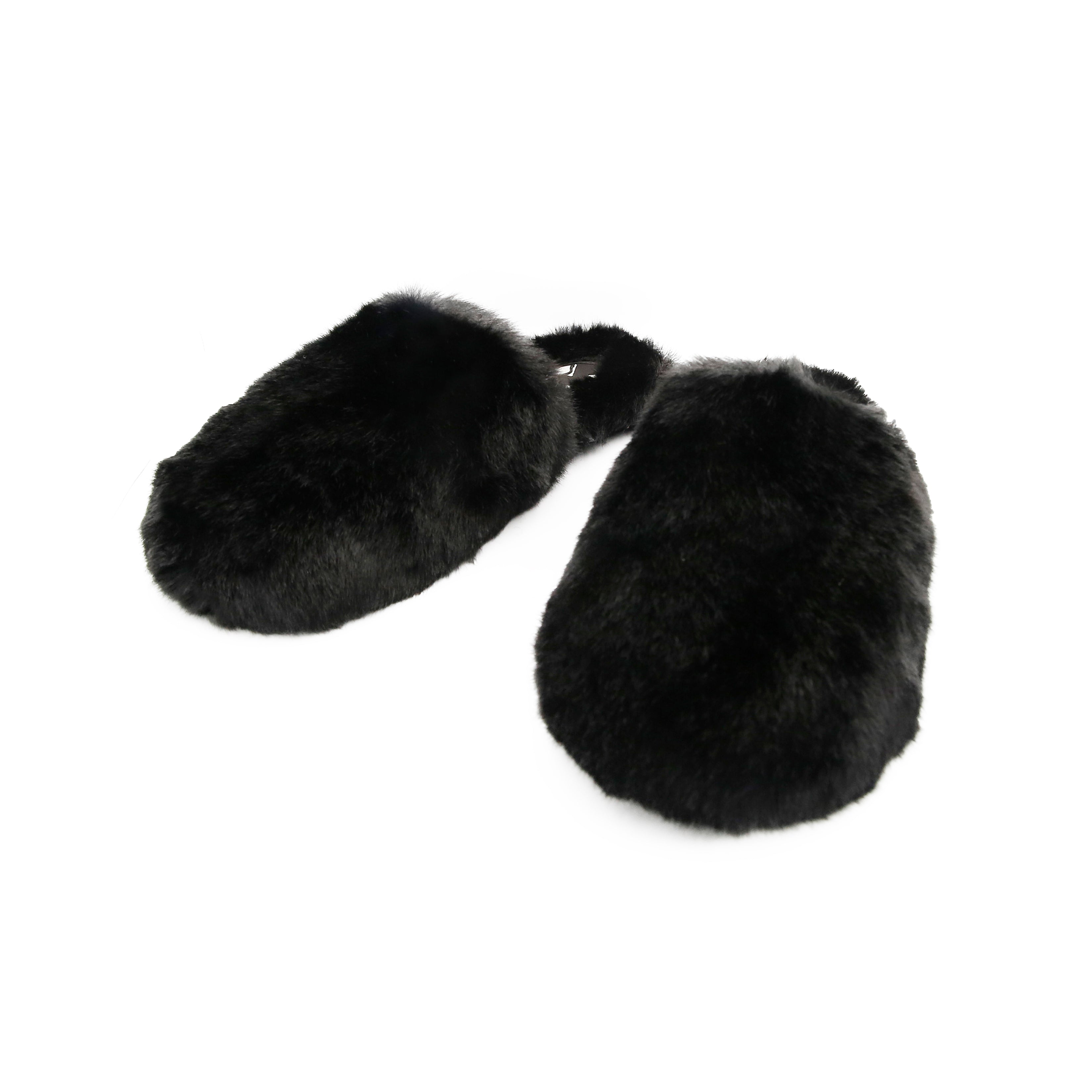 faux fur slides black