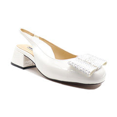 white genuine patent leather Square Toe Mary Jane Shoes