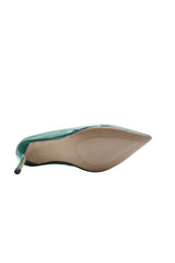 Green Genuine Patent Leather Pointy Heels for Women