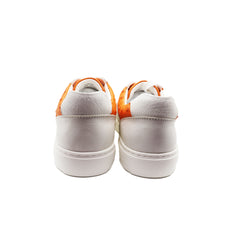 White And Orange Ostrich Leather Shoes | White Ostrich Skin sneakers