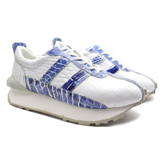 Men's Shoes Blue & White Exotic Crocodile sneaker Casual