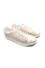 Himalayan White Crocodile Leather Sneakers | Crocodile Sneakers | Crocodile Skin Sneakers