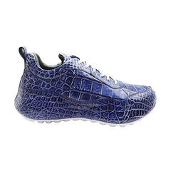 Polishing Blue Crocodile Patent Leather Shoe