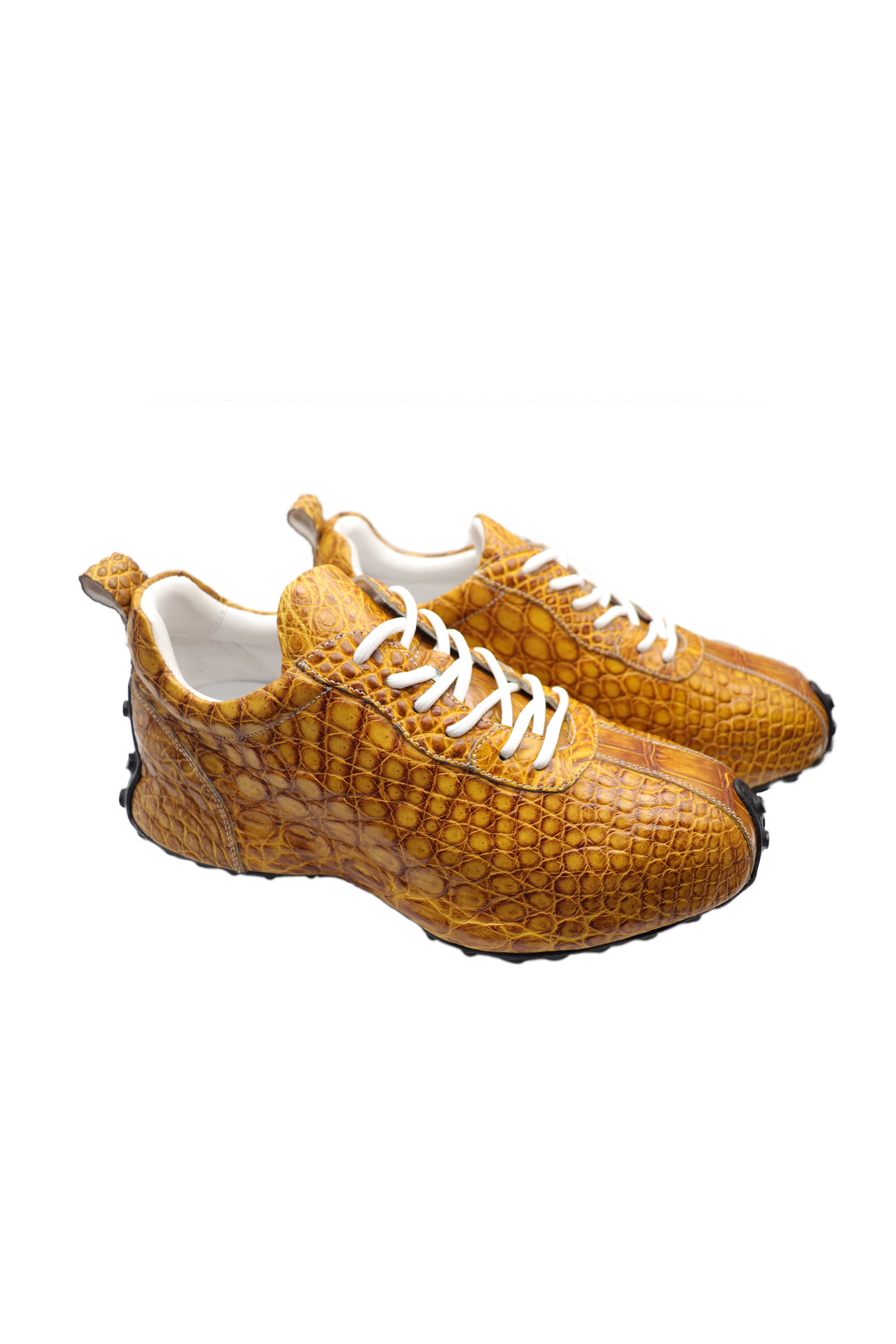 Earthy Yellow Crocodile Sneakers for Men's |  Crocodile Sneaker Shoes Yellow