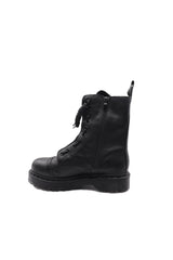 Black Cora Double Zipper Lychee Peel Leather Goodyear Welt Boots