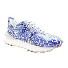 Polishing Blue Crocodile Sneaker | Leather Casual Men's Shoes