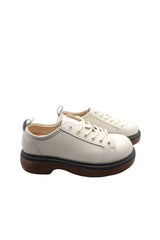 Women's White British Style Leather Flats for Everyday Wear