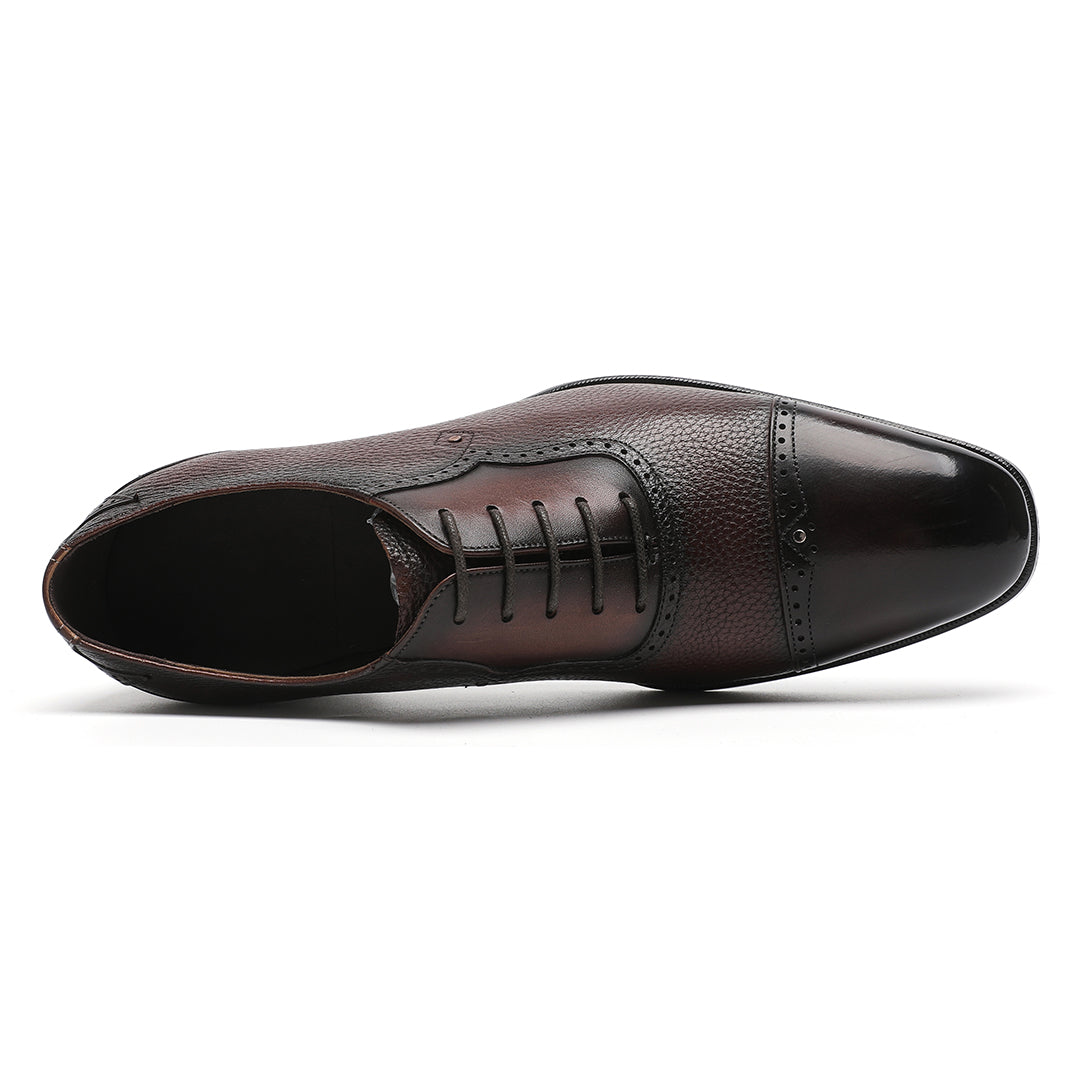 Dark Brown Cowhide Shoes For Mens