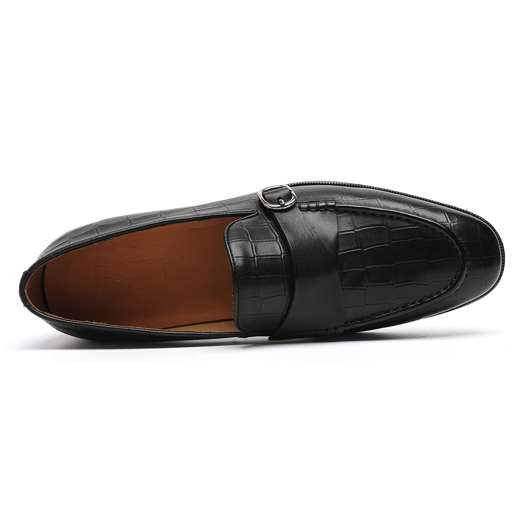Men's Black Cowhide Leather Penny Loafer with Buckle
