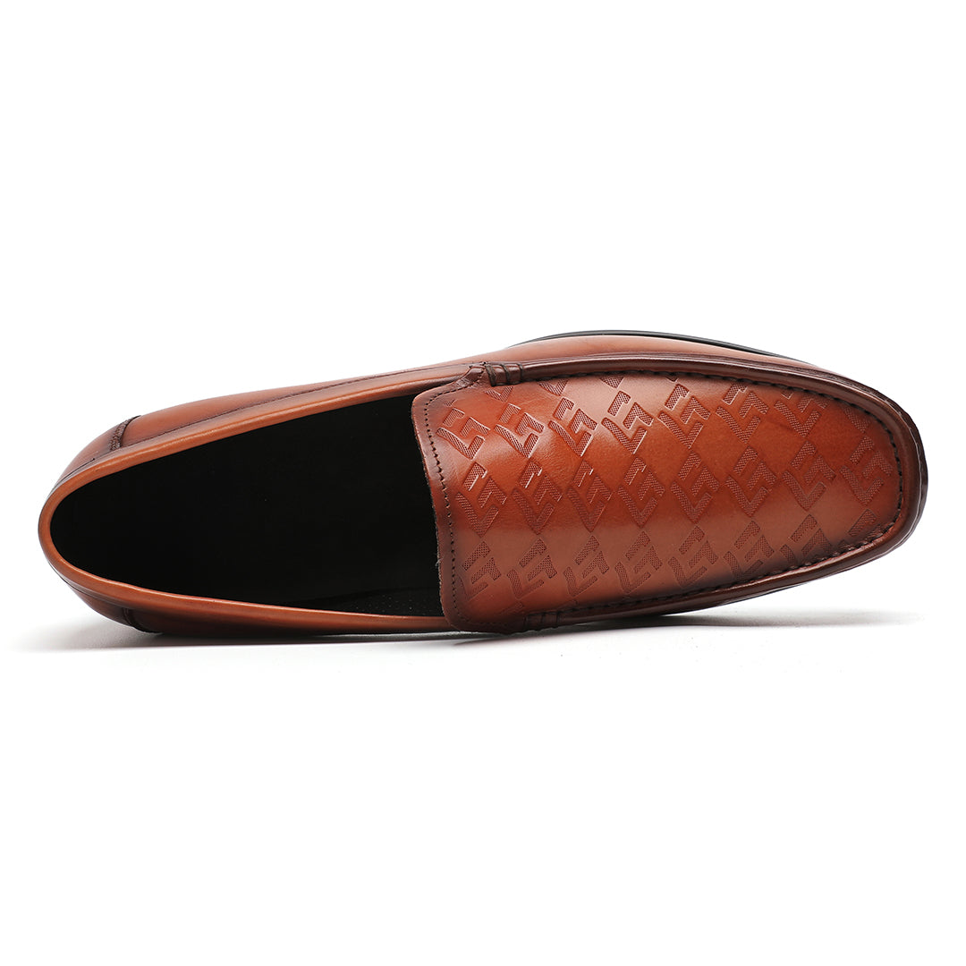 Men's Cognac Brown Calfskin Modern Moccasin Venetian Loafer