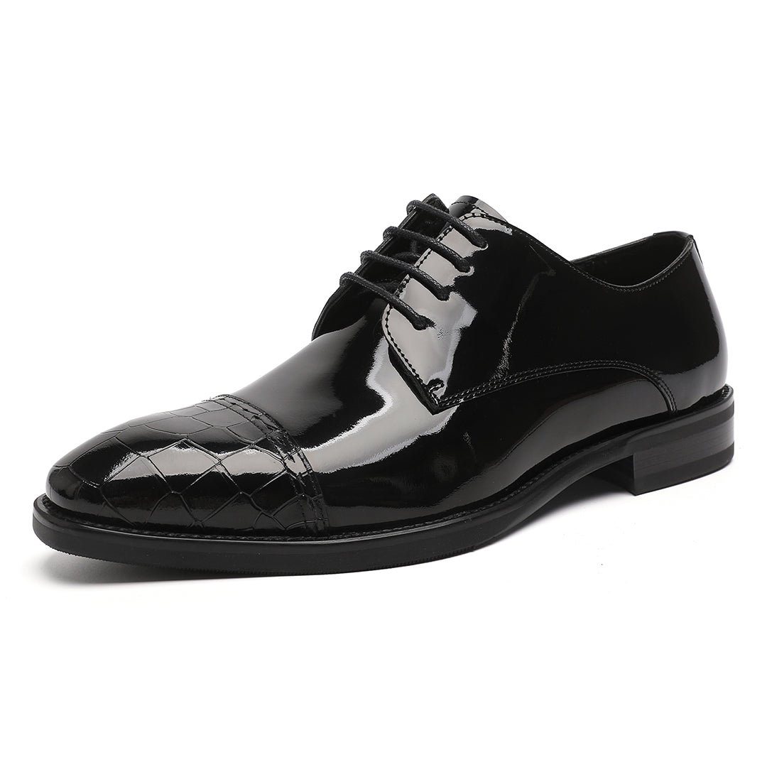 thumbnail image 2 of Goor Men's Black Patent Leather Derby Shoes - Lace Up Formal Evening Wear 2 of 4