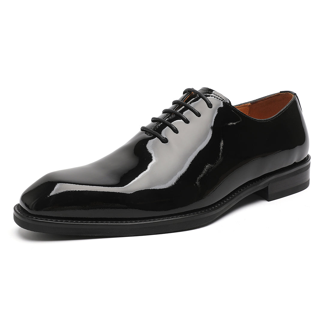 Black Men's Clinton Tux Cap-Toe Oxford Leather Dress Shoes