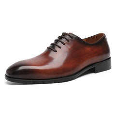 Brown Men's Clinton Tux Cap-Toe Oxford Leather Dress Shoes