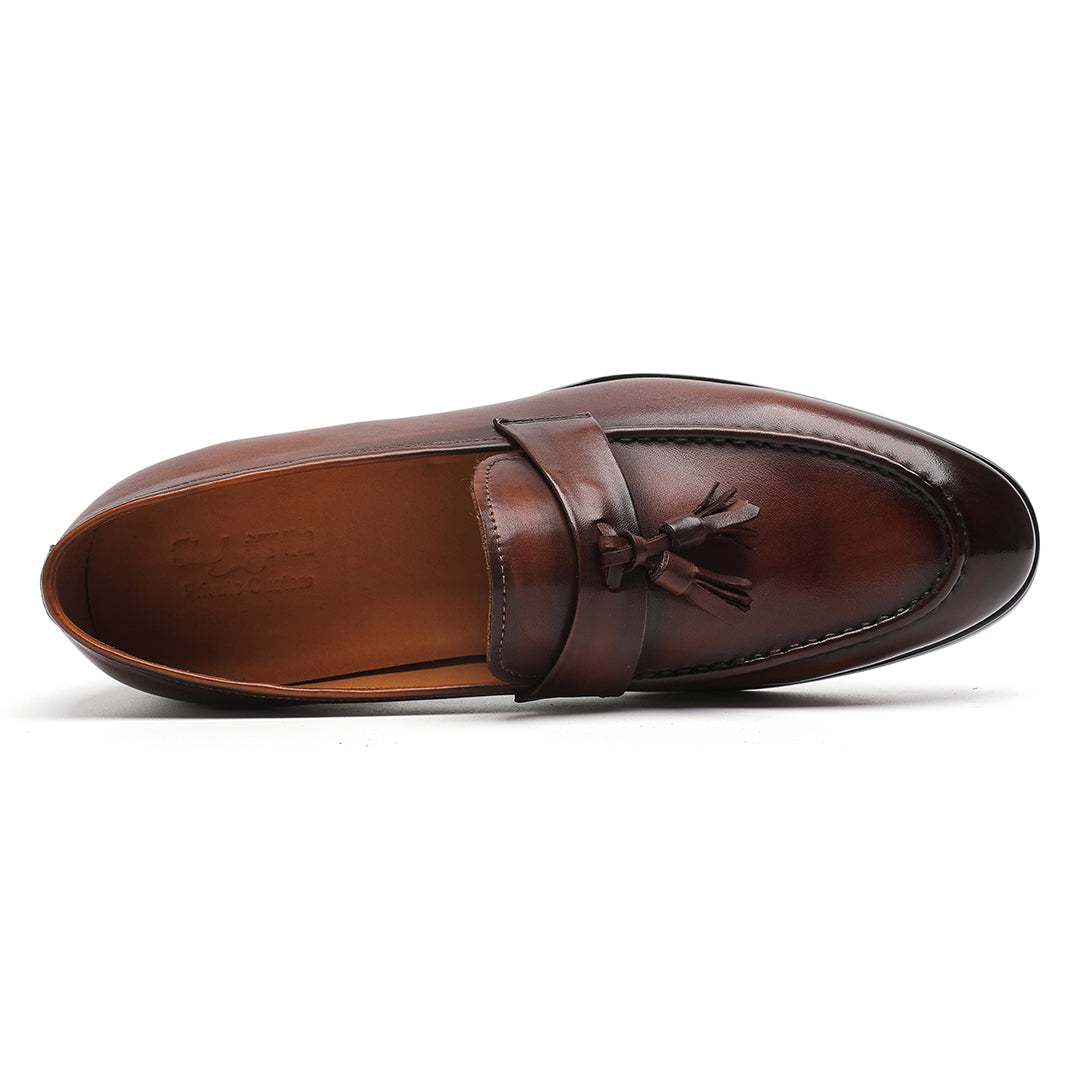 Men's Brown Calfskin Leather Classic Tassel Penny Loafer