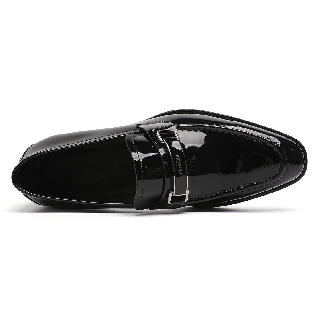 Men's Black Shiny Patent Leather Formal Bit Loafer