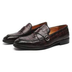 Men's Burgendy Cowhide Leather Penny Loafer with Buckle