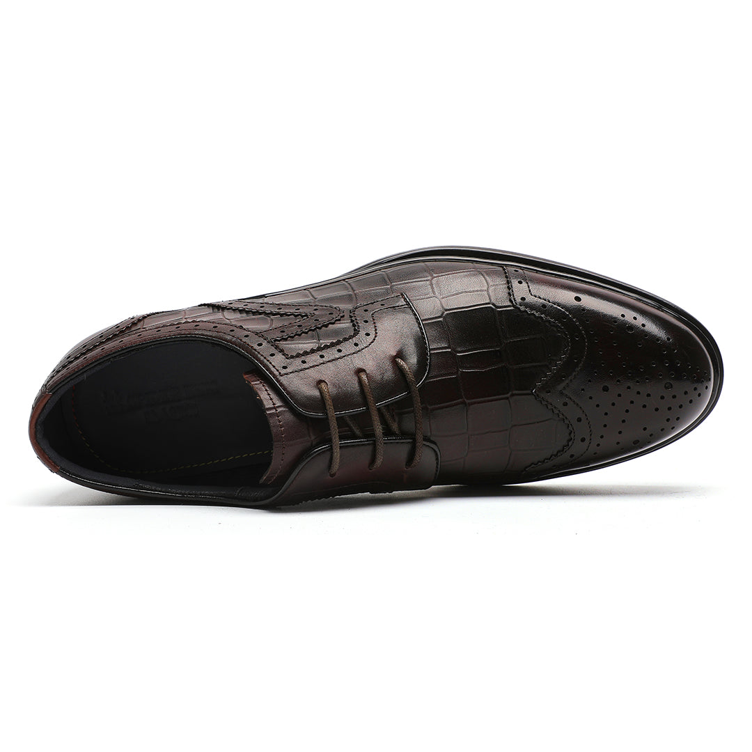 Dark Brown Cowhide Shoes For Mens