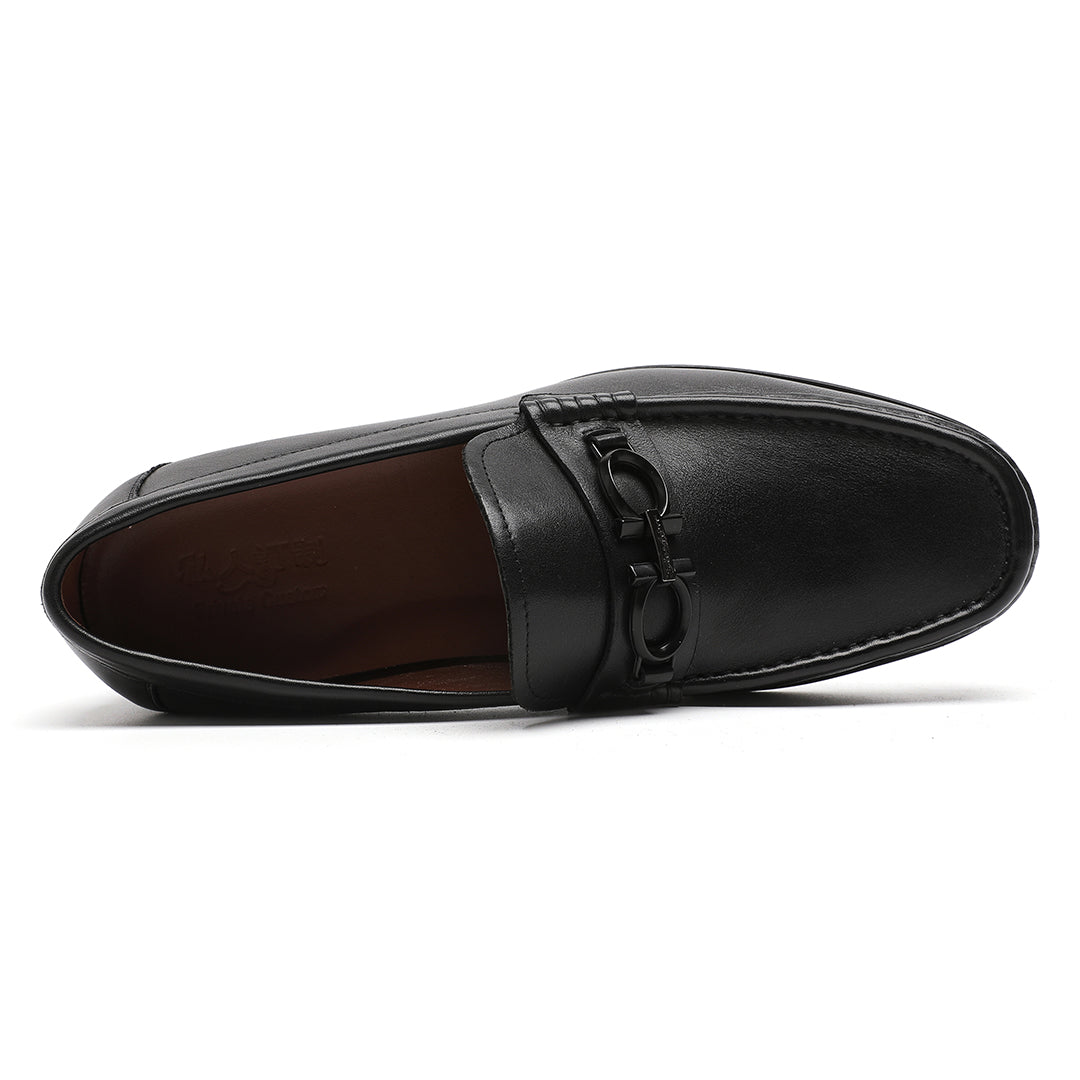 Men's Black Calfskin Moc Toe Classic Bit Loafer
